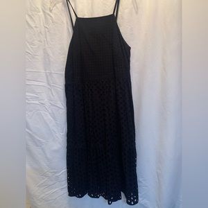 Black Eyelet Midi Dress